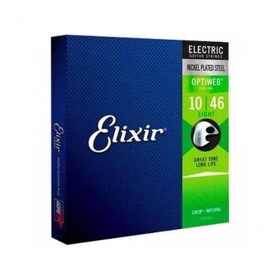 Encordoamento para Guitarra .010 Light Optiweb 19052 Tensão .010-.046 Leve Prata Elixir