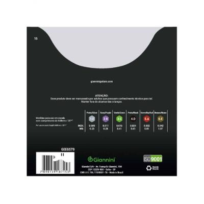 Encordoamento para Guitarra Elétrica GEEGST09 Núcleo de Aço com Níquel Resistente à Oxidação