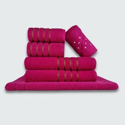 Jogo de Toalha 6 Peças Montreal 100% Algodão em Tecido 330g-m² e 550g-m² Macio Absorvente Rosa