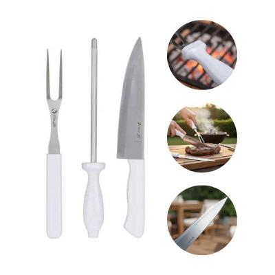 Kit para Churrasco Kit 3 Peças Faca Garfo Chaira Aço Inox para Cozinha e Churrasqueira Inox Yeet