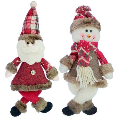 Enfeite de Natal Kit 4 Bonecos de Neve e Papai Noel para Decoração em Tecido 30CM Vermelho Outras