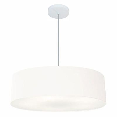 Lustre Pendente Cilíndrico Md-4221 com Cúpula em Tecido 60X15CM Branco Vivare Brasil Iluminação
