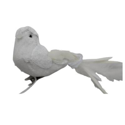Enfeite de Natal Pomba Branca com Plumas 16 cm Símbolo de Paz Branco Magizi