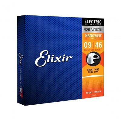 Encordoamento para Guitarra Nanoweb 12027 Custom Tensão .009-.046 com Vida Útil Estendida Elixir