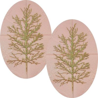Enfeite Natalino Folhas de Natal Decorativas com Glitter Dourado Kit 4 Peças em Metal 40x15cm
