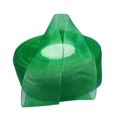 Fita de Organza Voal Premium 38MM Verde Rolo com 10M para Artesanato e Decoração OEM