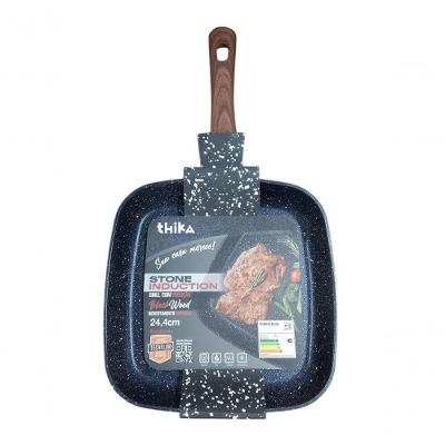 Frigideira Bistequeira Grill Preto Blackwood Alumínio 24,4CM para Fogões Indução Vitrocerâmico Gás
