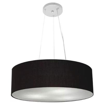 Lustre Pendente Cilíndrico Md-4134 Cúpula em Tecido 50X15CM Bivolt Preto Vivare Brasil Iluminação