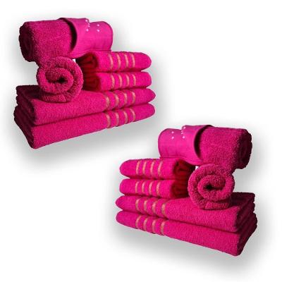 Jogo de Toalhas Montreal 12 Peças 100% Algodão 330g-m² Alta Absorção Rosa