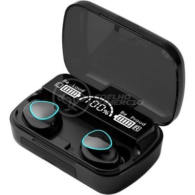 Fone de Ouvido Bluetooth sem Fio Aquilae M10 com Cancelamento de Ruído Power Bank V5.3 Preto