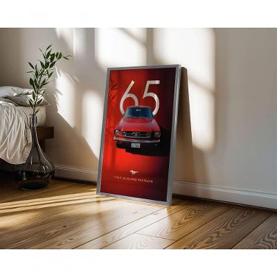 Quadro Decorativo Ford Mustang Fastback Retangular 50x70CM Branco para Ambiente Moderno