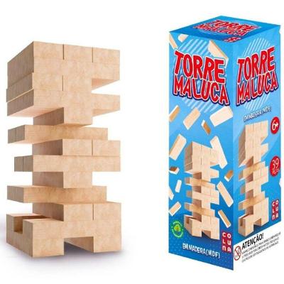 Jogo de Equilíbrio Caiu Perdeu com 54 Blocos Desenvolve Coordenação Motora Amadeirado OEM