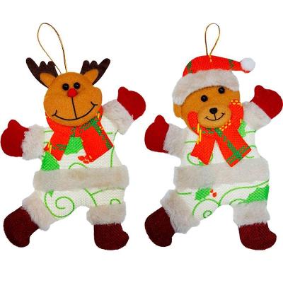 Enfeite Natalino Dupla de Natal com Urso e Rena para Árvore Verde, Branco, Laranja, Vermelho Outras