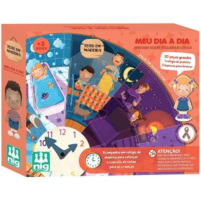 Jogo Pedagógico Meu Dia a Dia Educativo de Sequência Lógica com Relógio Central Nig Brinquedos