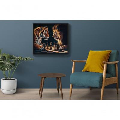 Quadro Decorativo Jogo de Garras: o Desafio Real Quadrado 60x60CM Madeira