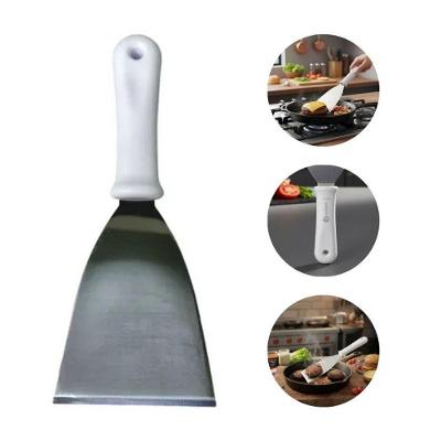 Espátula Reta 5'' Aço Inox para Hamburguer Carnes e Grelhados Ergonômica Profissional Inox Yeet