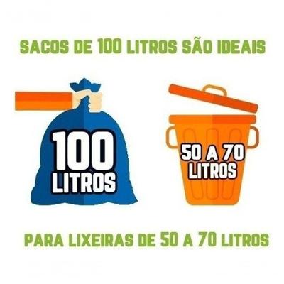 Kit Saco de Lixo Mega Reforçado 100 Litros 100 Unidades Preto Higipack