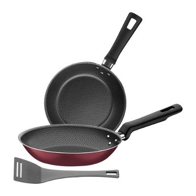 Jogo de Frigideiras Loreto Antiaderente Alumínio 18CM e 22CM com Espátula Vermelho
