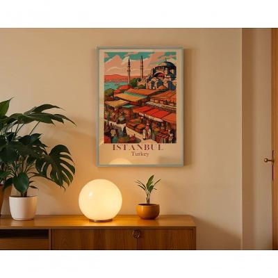 Quadro Decorativo Istambul Retangular 50X70 Preto para Decoração de Ambientes Internos