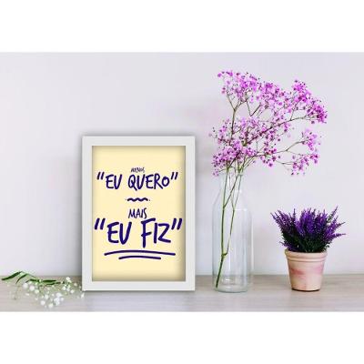 Quadro Decorativo Eu Fiz! Retangular 20 X 30 Moldura Baixa Preto