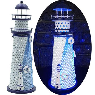 Enfeite Náutico Farol Artesanal com Iluminação em LED Embutido Azul Outras Marcas