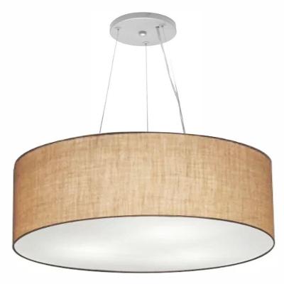 Lustre Pendente Cilíndrico Md-4381 Cúpula em Tecido 100X30CM Palha Vivare Brasil Iluminação