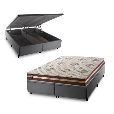Cama Box Baú Chicago Espuma D33 193x203 Cinza King House