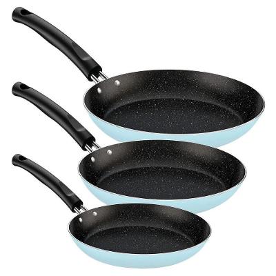 Jogo de Frigideiras Kit 3 Peças Antiaderente Alumínio 20CM 24CM 26CM Azul