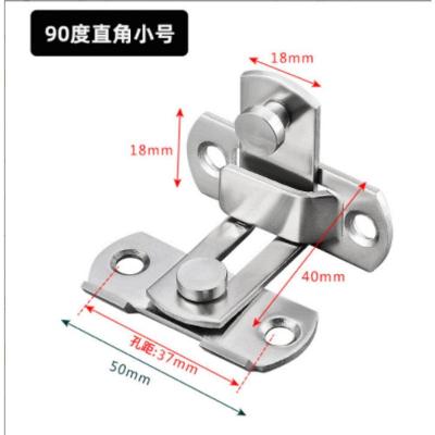 Fecho Trava Angular tamanho-1-curvado Tipo Tranca em l 90° para Gavetas Portas e Janelas em Aço Inox