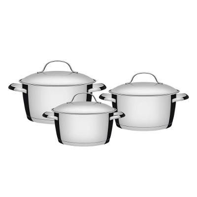 Jogo de Panelas Allegra com Panela, Caçarola e Frigideira em Aço Inox Inox 3 Peças