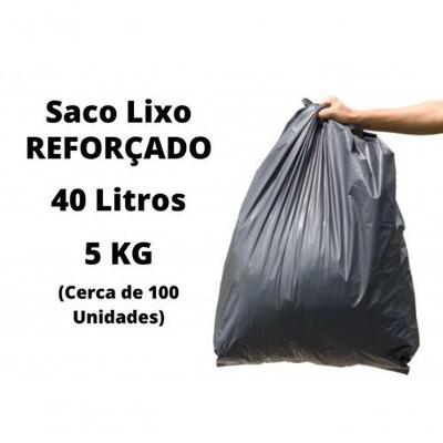 Saco para Lixo 40 Litros Reforçado em Granulado de Polietileno Reciclado Preto Pacote 5 kg Higipack