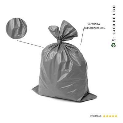 Saco para Lixo Saco de Lixo 100 l Reforçado Cinza 50 Und para Resíduos Médios Cinza Higipack
