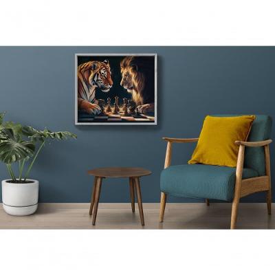 Quadro Decorativo Jogo de Garras: o Desafio Real Quadrado 60x60CM Madeira