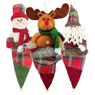 Enfeite Natalino Trio de Natal com Rena e Papai Noel para Decoração, Verde, Vermelho e Marrom Outras