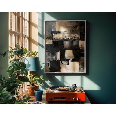 Quadro Decorativo Formas em Movimento Retangular 50x70 CAIXA Branco