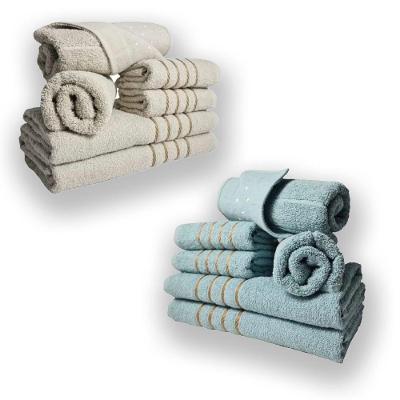 Jogo de Toalhas Montreal 4 Banho 4 Rosto 4 Tapetes 100% Algodão 330G-M² Alta Absorção Bege, Verde