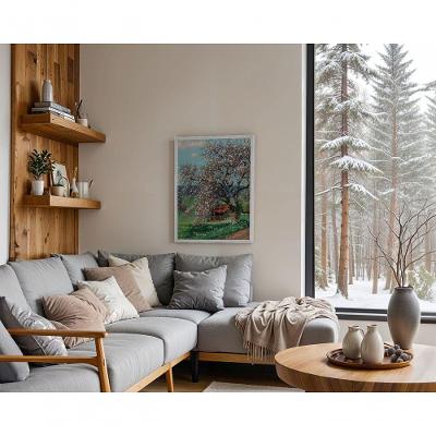 Quadro Decorativo Jardim do Silêncio Retangular 70x50CM Branco