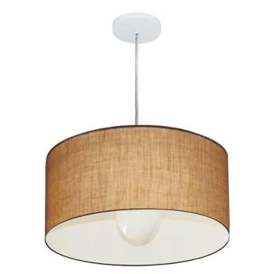 Lustre Pendente Cilíndrico Md-4203 Cúpula em Tecido Resistente à Maresia Palha Vivare Brasil