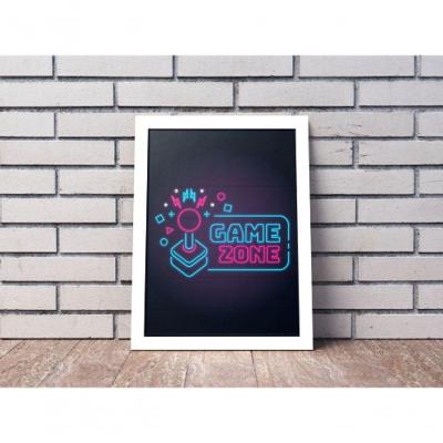 Quadro Decorativo Game Zone Neon Retangular 20x30CM Amadeirado