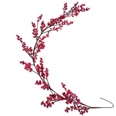 Festão Decorativo de Natal Festão Aramado 150cm com Bolinhas Berry Nevadas Vermelho Tok da Casa