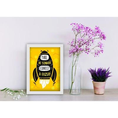 Quadro Decorativo Faça! Frases Motivacionais Retangular 20x30CM Moldura Baixa Preto
