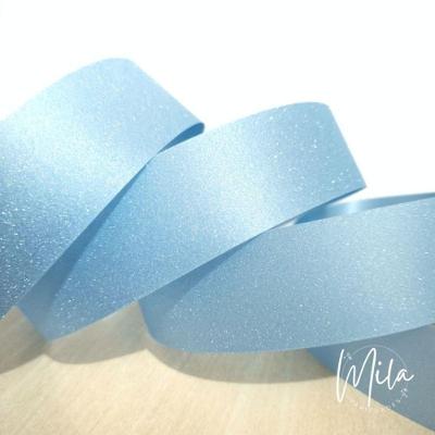 Fita Decorada para Laço Xingó Albano Polietileno 32mm X 10m Glitter Azul Rolo Pequeno OEM