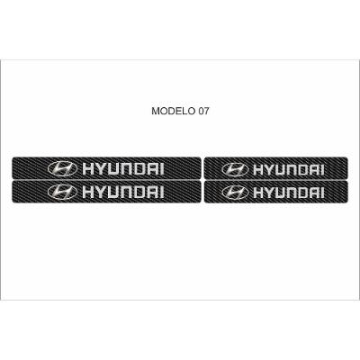 Kit Adesivo de Soleira para Porta Dianteira e Traseira Hyundai Universal Preto Proteção OEM