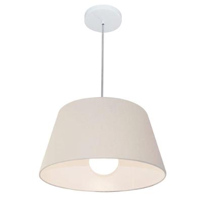 Lustre Pendente Md-4039 com Cúpula em Tecido Cone, Fio e Cabo Ajustável 185CM, Bivolt Branco Vivare