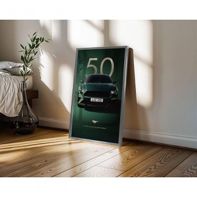 Quadro Decorativo Ford Mustang Bullitt Retangular 50x70CM Branco