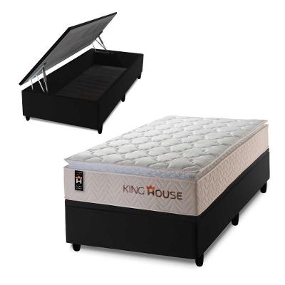 Cama Box Baú Roma 96x203 Preto C/ Molas Ensacadas King House