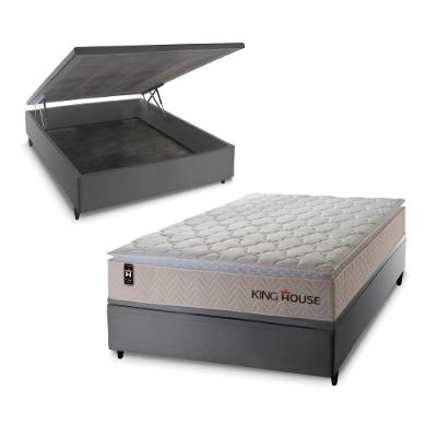 Cama Box Baú Roma 138x188 Bege C/ Molas Ensacadas King House