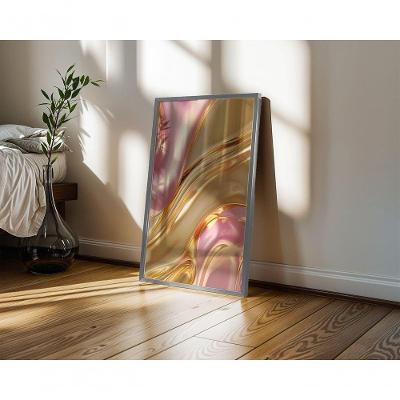 Quadro Decorativo Gold 09 Retangular 50X70 com Moldura Caixa Amadeirado