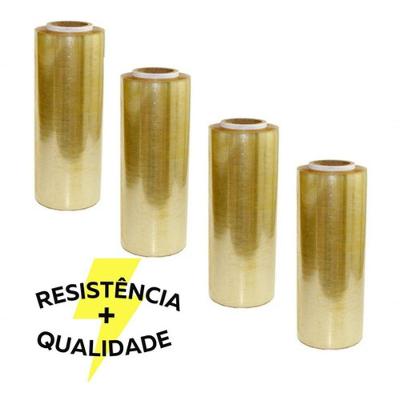 Filme Plástico PVC Kit 4 Rolos 28CM X 300M 9 MICRA Amarelo Transparente Higipack