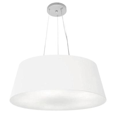 Lustre Pendente Cone Md-4002 Cúpula em Tecido Grande, Fio Ajustável Branco Vivare Brasil Iluminação